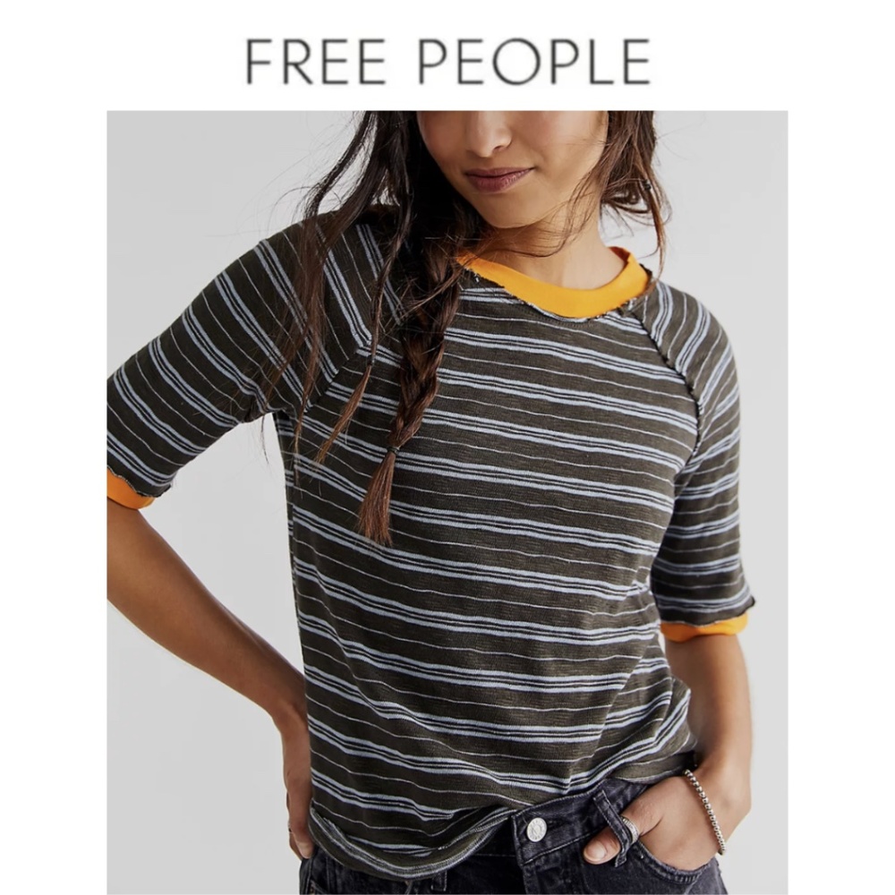 Free People Have At It Striped Raglan Tee